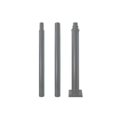 Słup stalowy jasno szary z rewizją 3m fi 60 + kotwy rozstaw 140x140